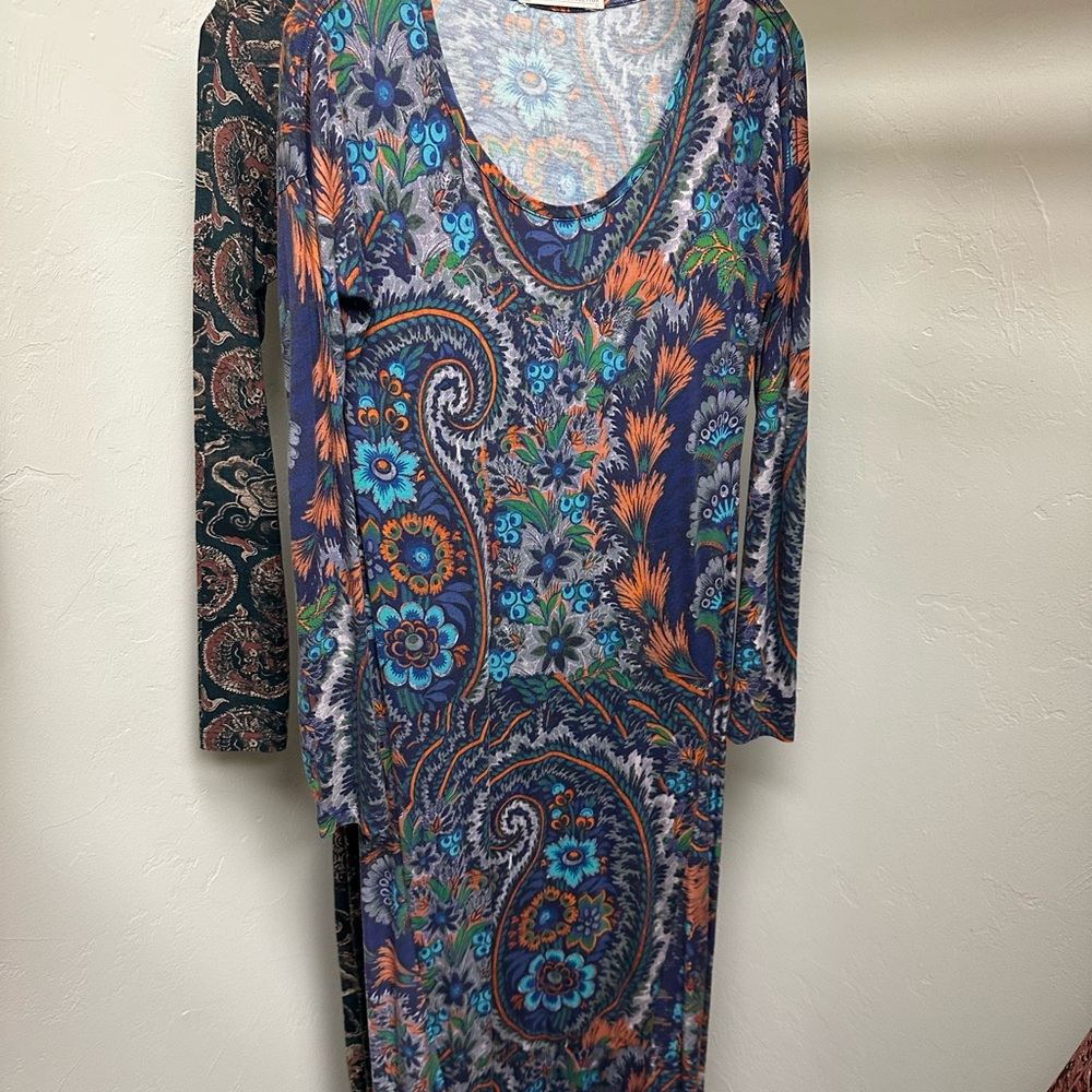 Peruvian Connection Floral Paisley Dress - Blue and Orange